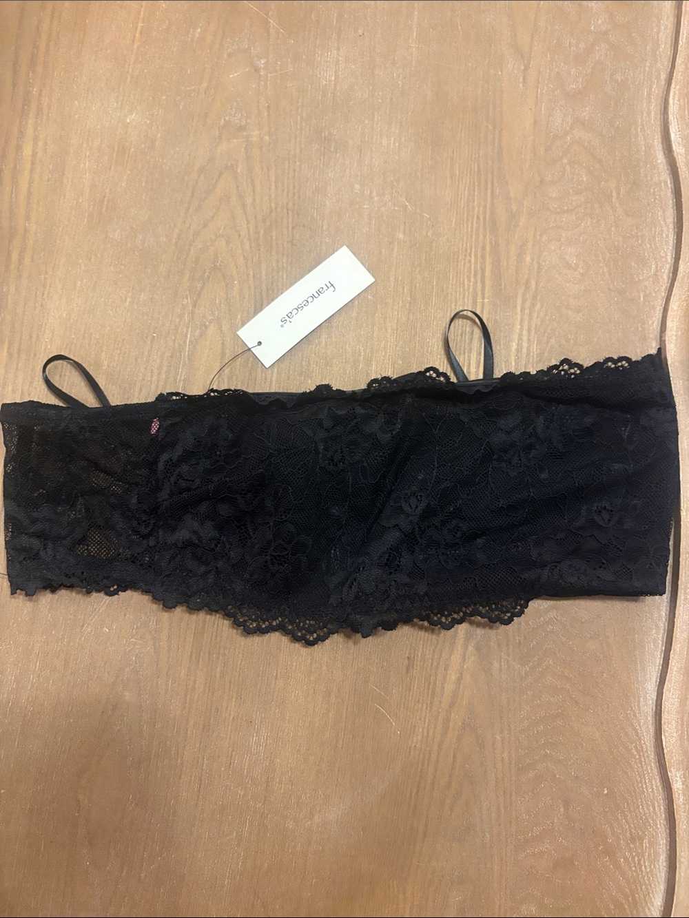 Francesca's Collections Black Lace Bandeau with Slim Straps